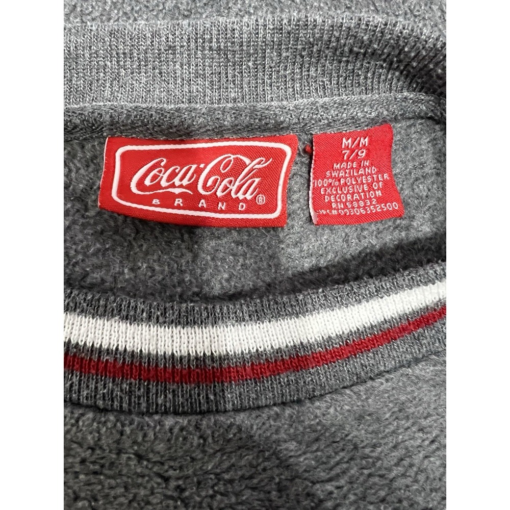 Vtg 90s Coca-Cola Sweatshirt M Gray Embroidered Logo Soda Pop Bottle Retro Cozy - Picture 7 of 7